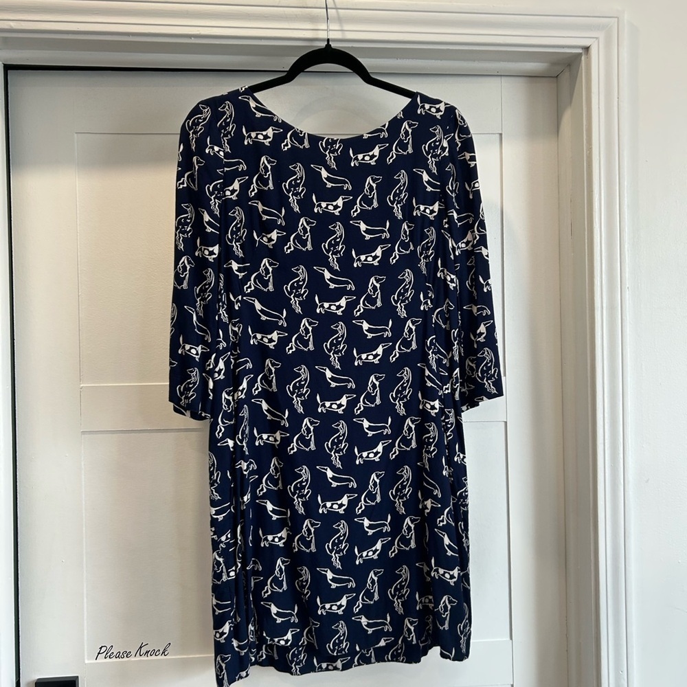 EMILY & FIN EFFY TUNIC DRESS CITY DOGS daschund navy blue long sleeve M - Picture 4 of 7